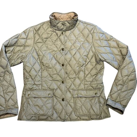Eddie Bauer Womens Size Medium Down Quilted Jacket in Tan With Snap Closure - Picture 1 of 8